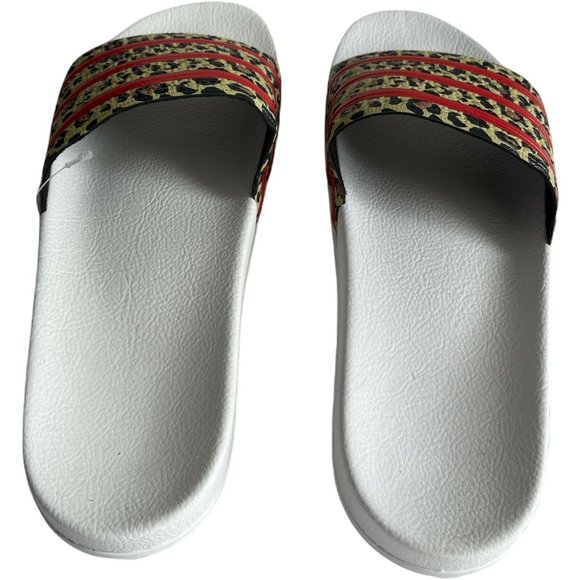 🔧Men’s Slides Size 11 adidas adilette  stripes Style FX5845 White/ Orange/Brown - Picture 3 of 12